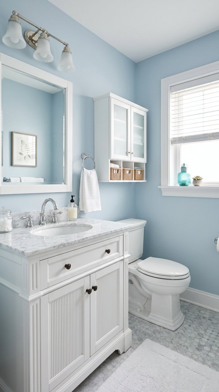 peinture toilettes bleu celeste