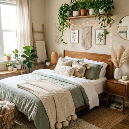 chambre couple plantes etagere