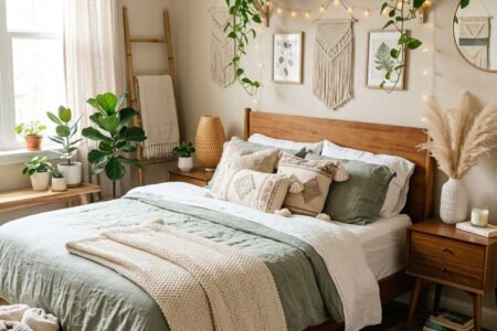 chambre couple plantes etagere