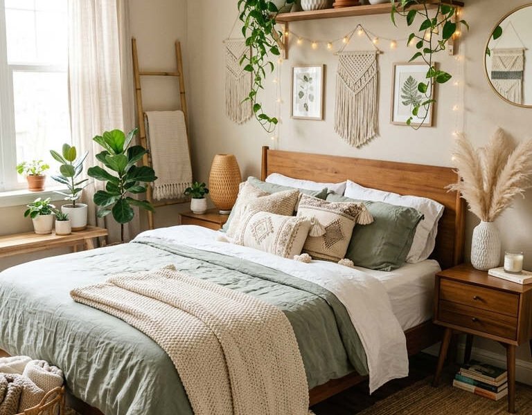 chambre couple plantes etagere