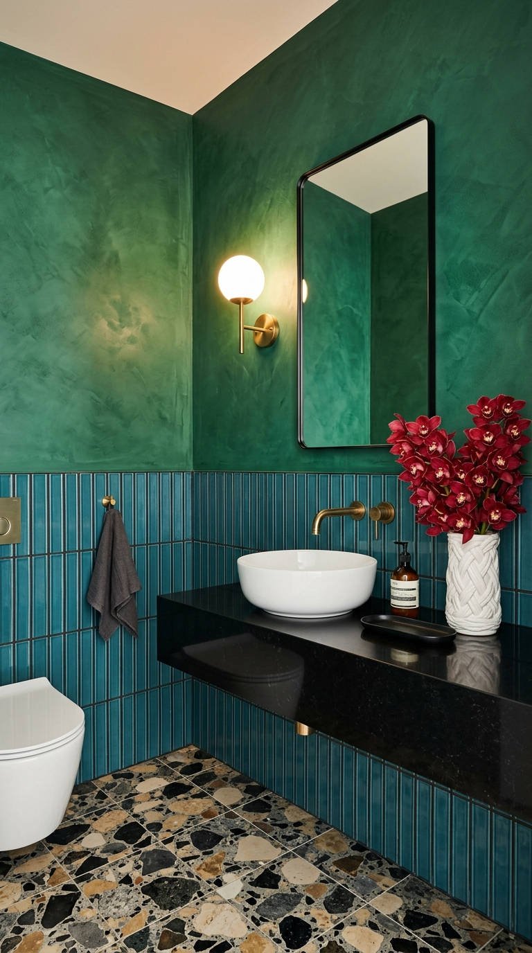 peinture toilettes emeraude texture