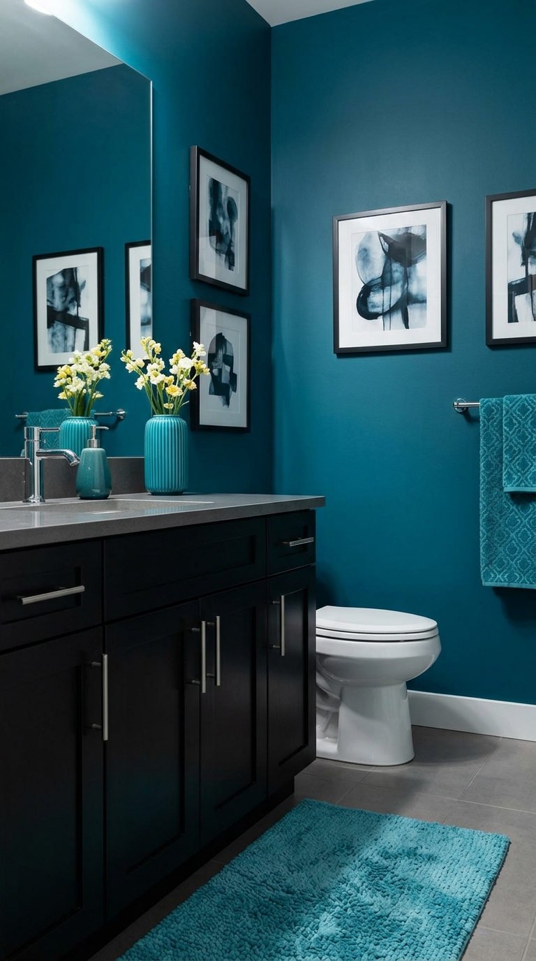 peinture toilettes turquoise intense
