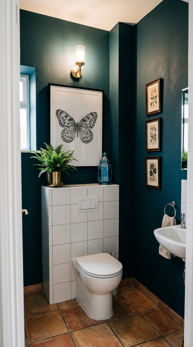 peinture toilettes cyan fonce