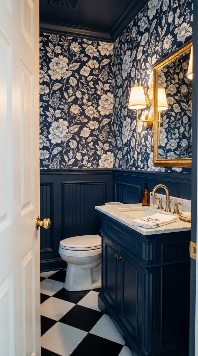 peinture toilettes marine floral