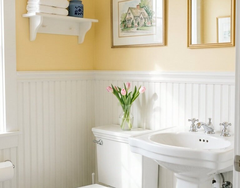 peinture toilettes jaune pastel