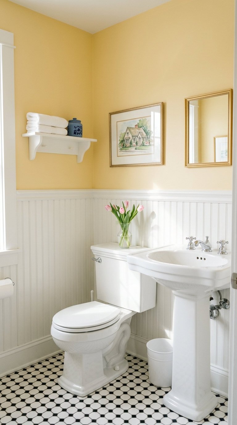 peinture toilettes jaune pastel