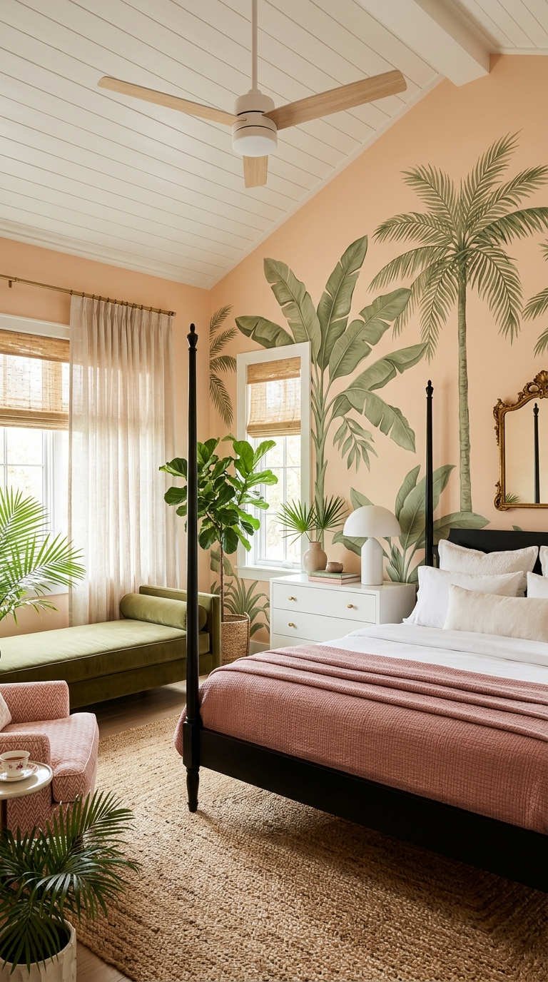 chambre couple tropical papier peint