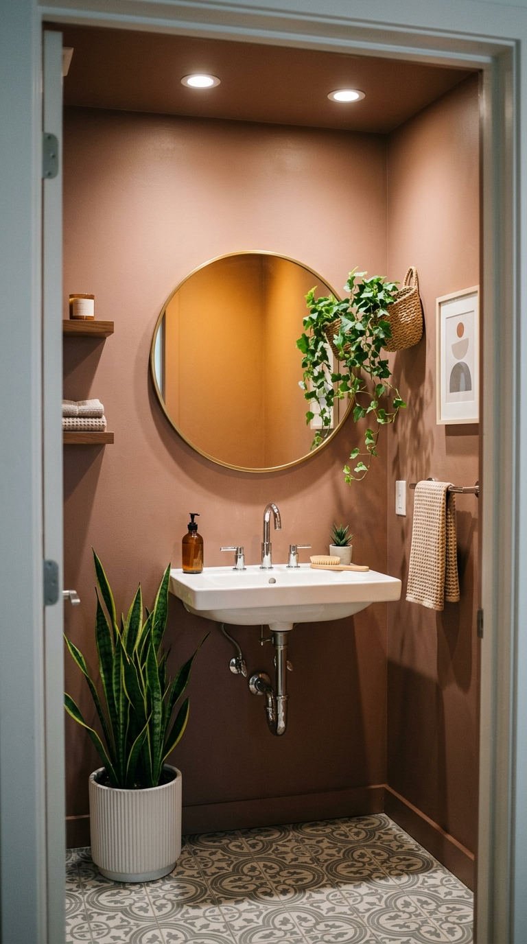 peinture toilettes terracotta chaleureuse