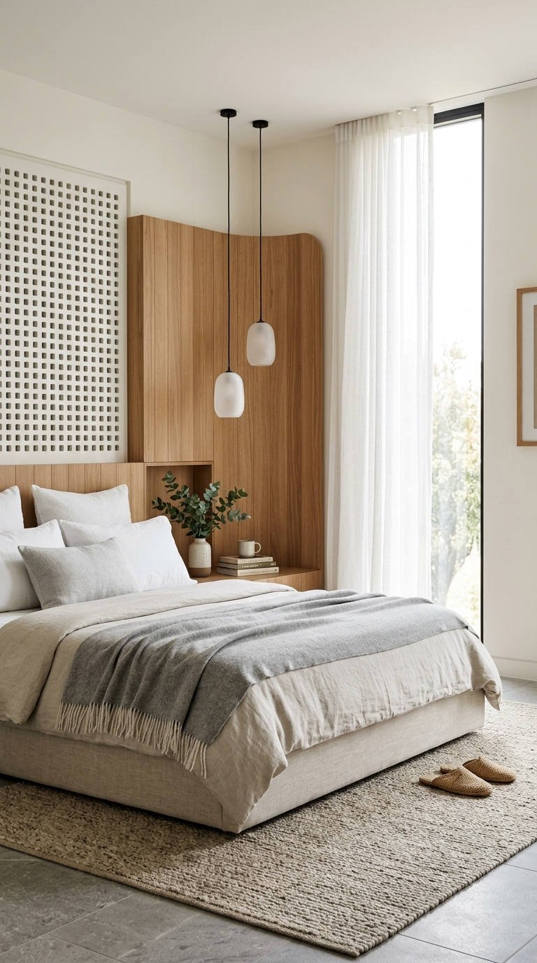 chambre couple japandi bois