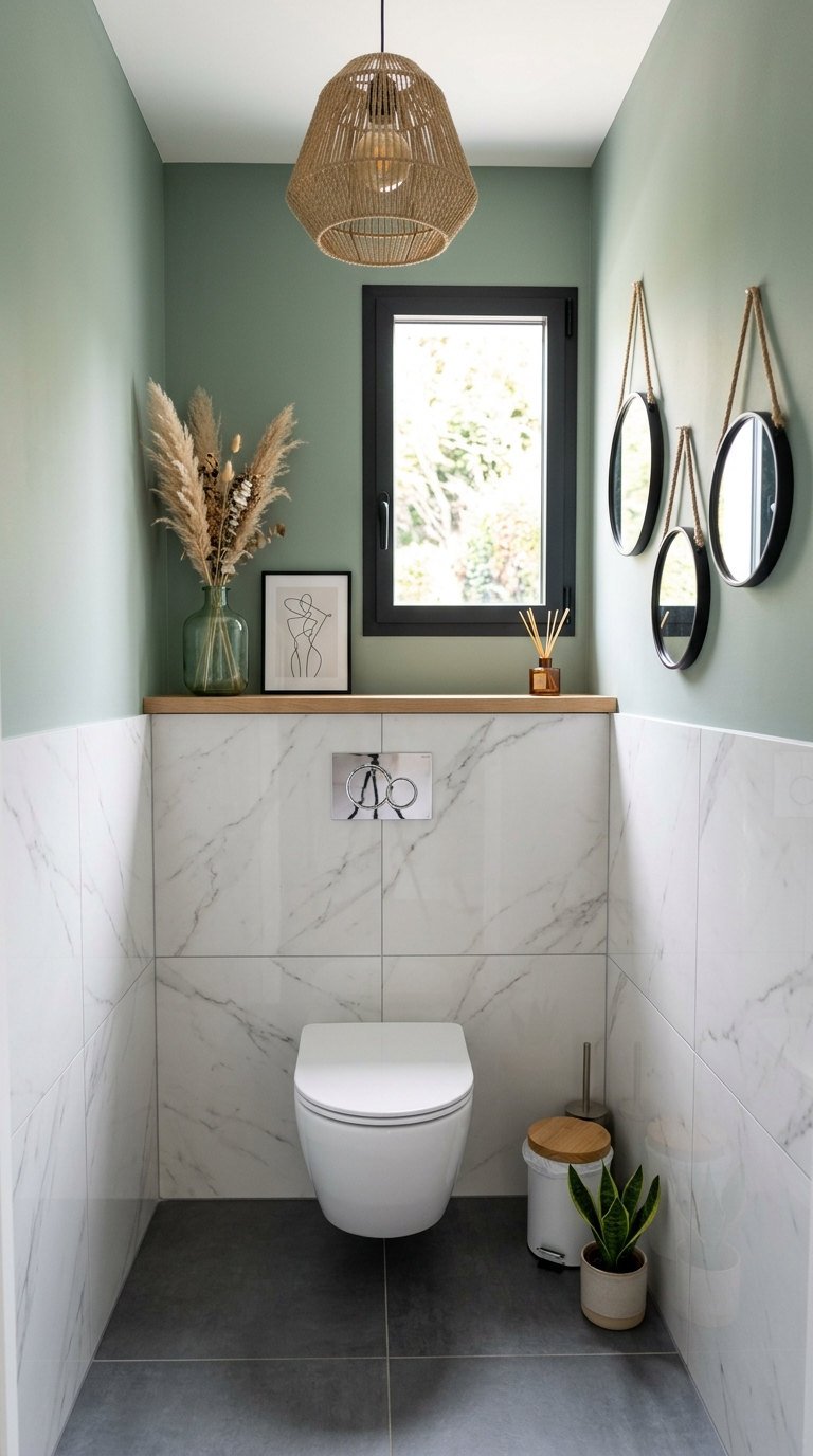 peinture toilettes vert sauge