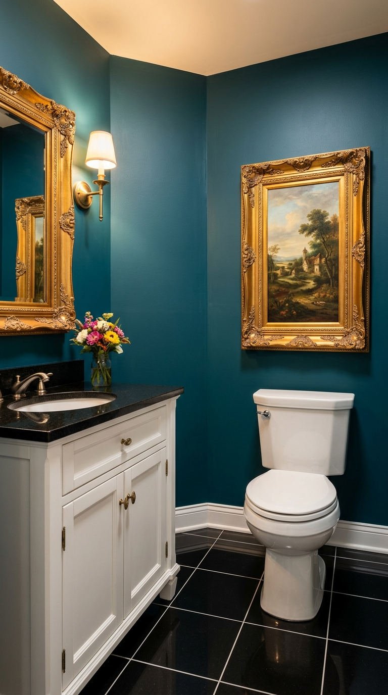 peinture toilettes bleu canard