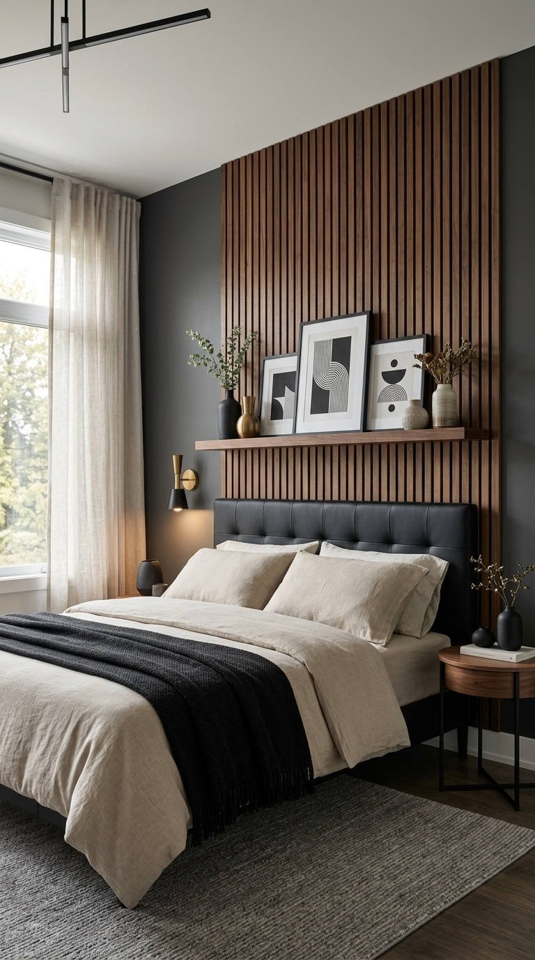 chambre couple industriel cuir