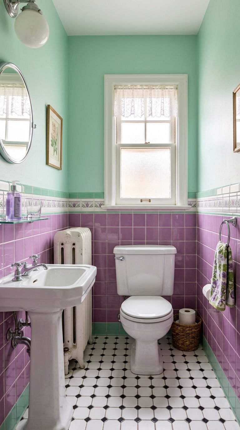 peinture toilettes menthe violet