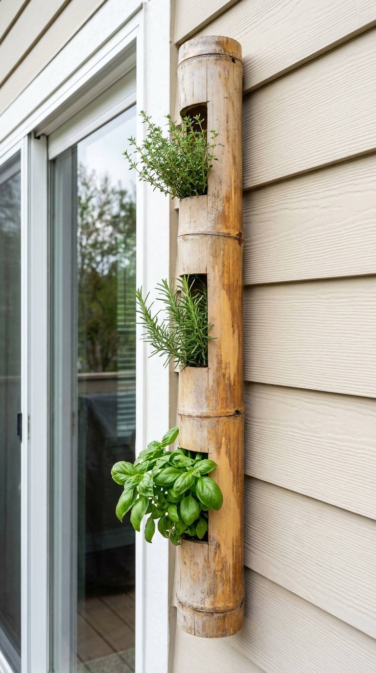 jardin vertical bambou aromates