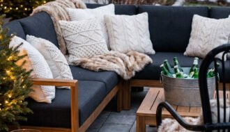 terrasse hiver canape bougies plaids