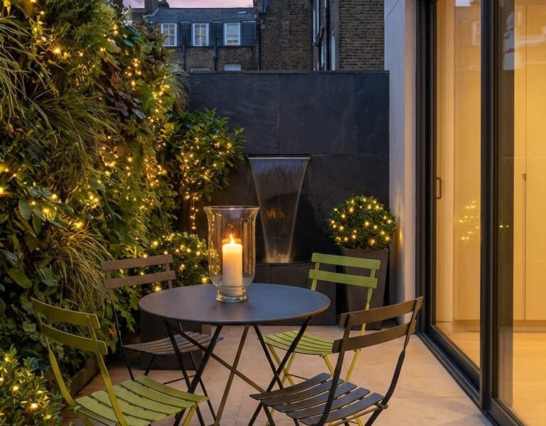 terrasse urbaine mur vegetal lumieres