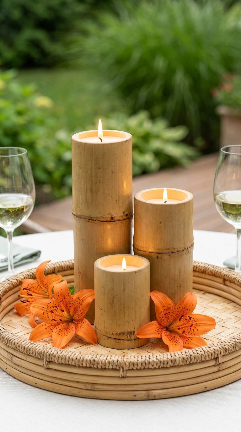 bougies bambou centre table