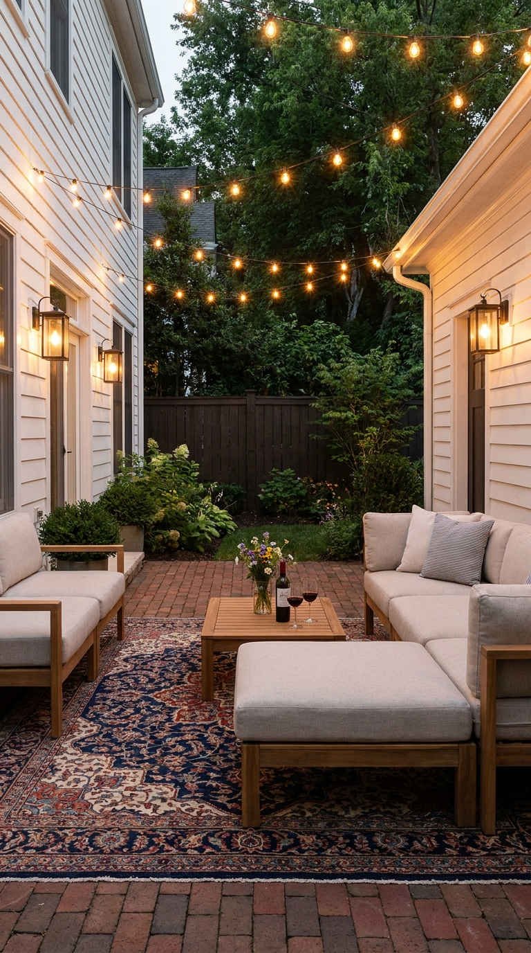 cour etroite guirlandes tapis oriental