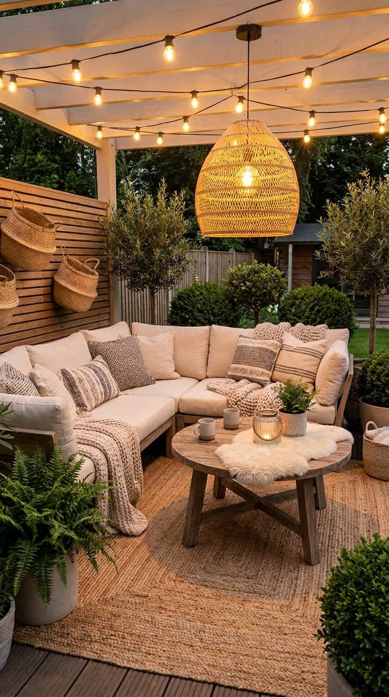 pergola guirlandes canape angle fibres