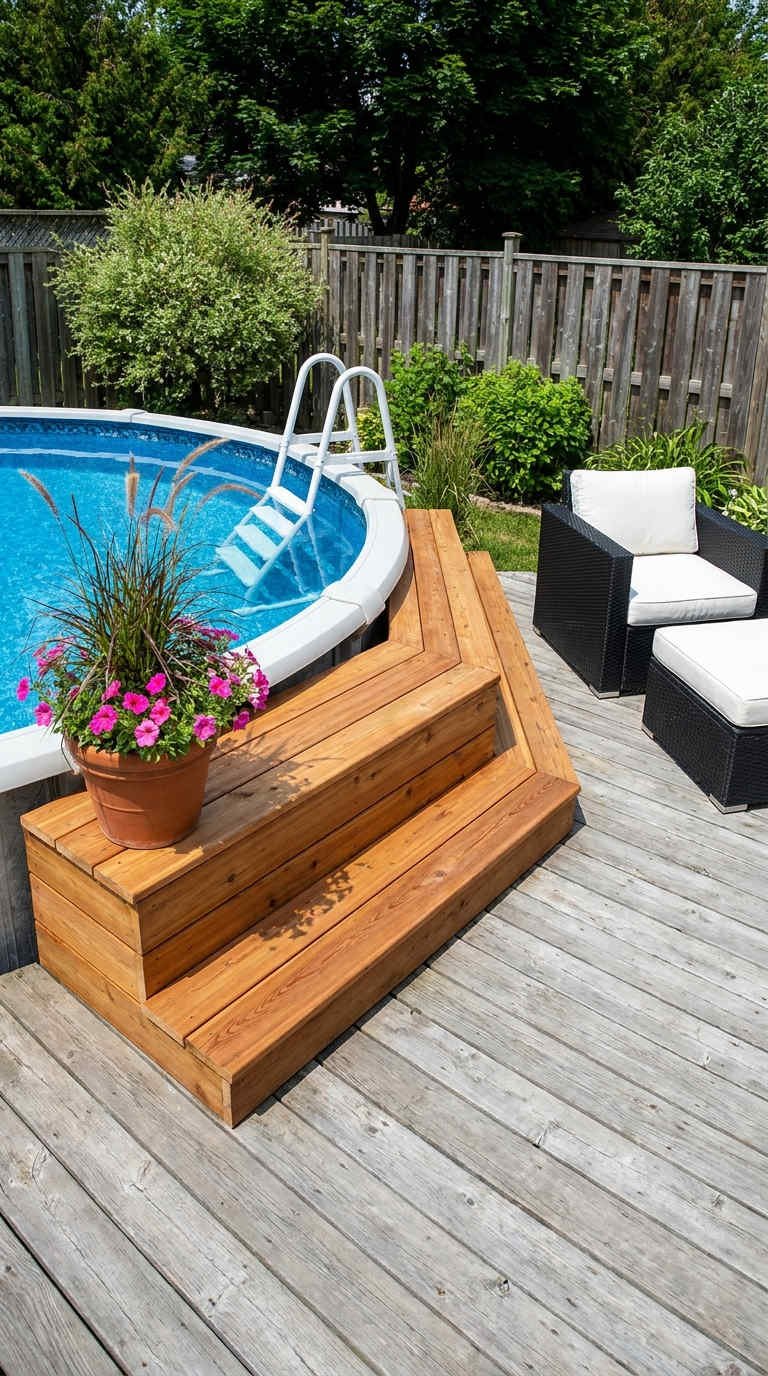 piscine marches bois terrasse