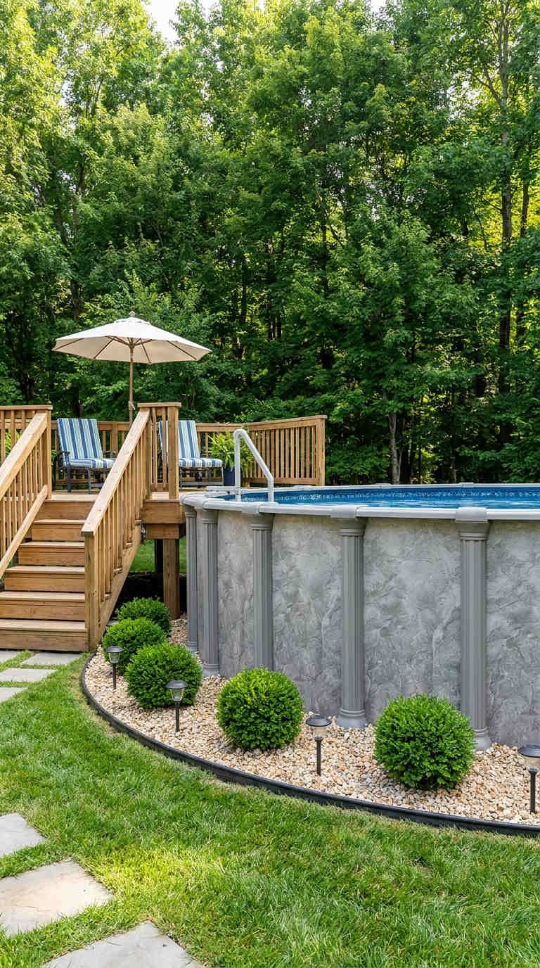 piscine grise graviers buis