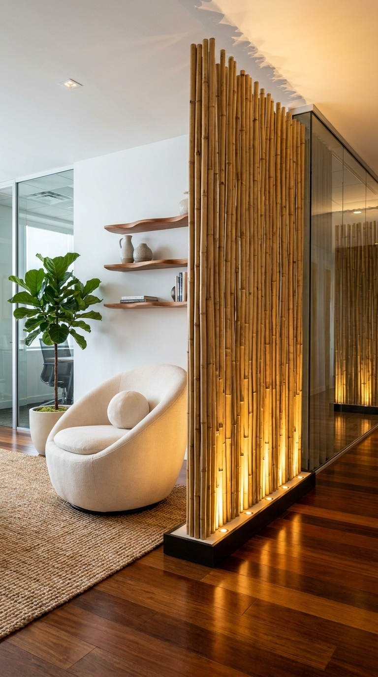 separation bambou lumineuse salon