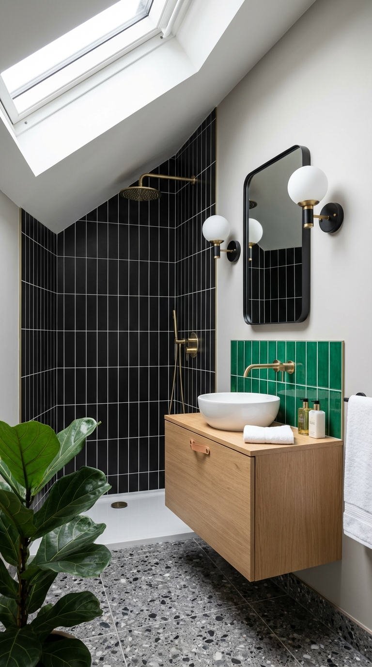 sous pente terrazzo carrelage emeraude