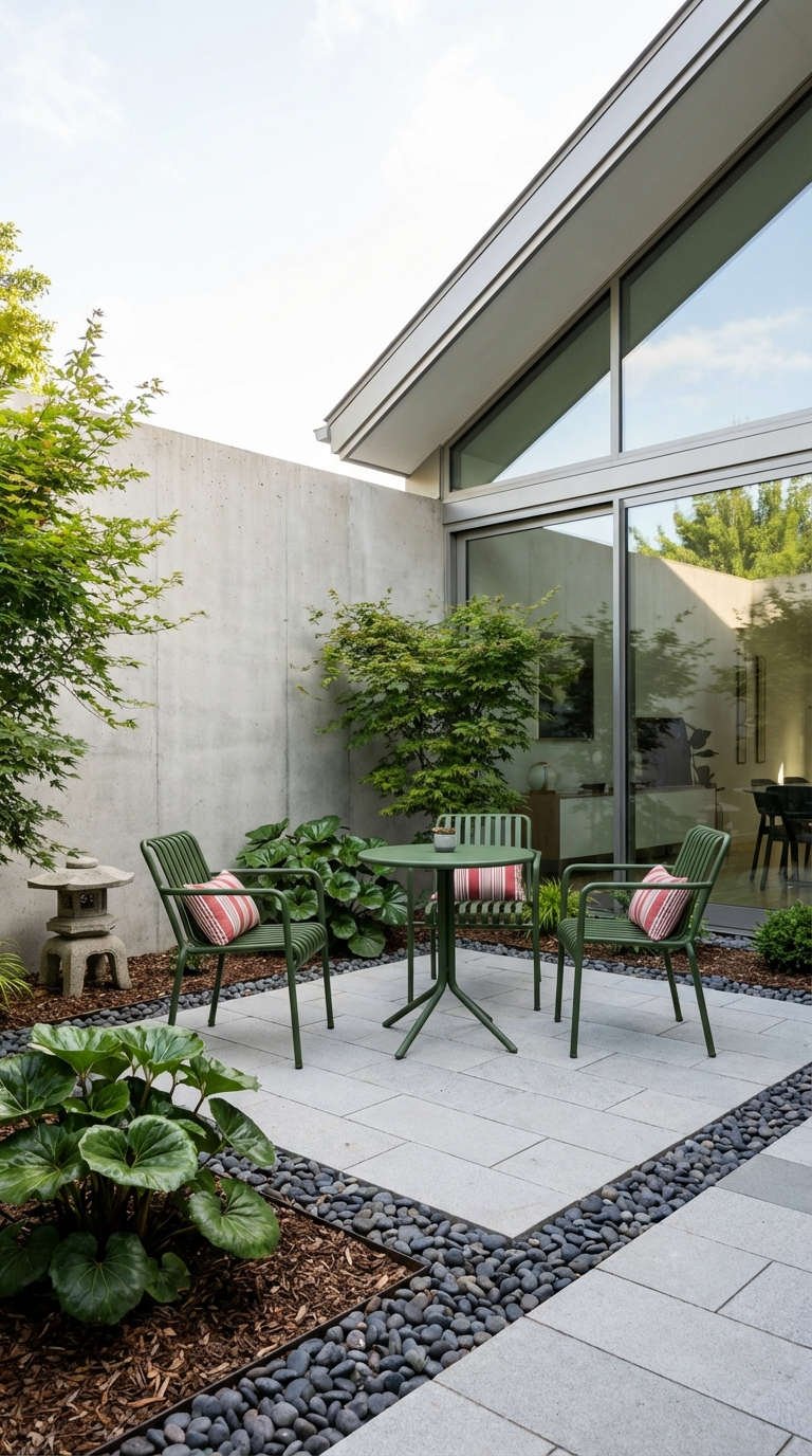 terrasse mobilier vert lanterne pagode