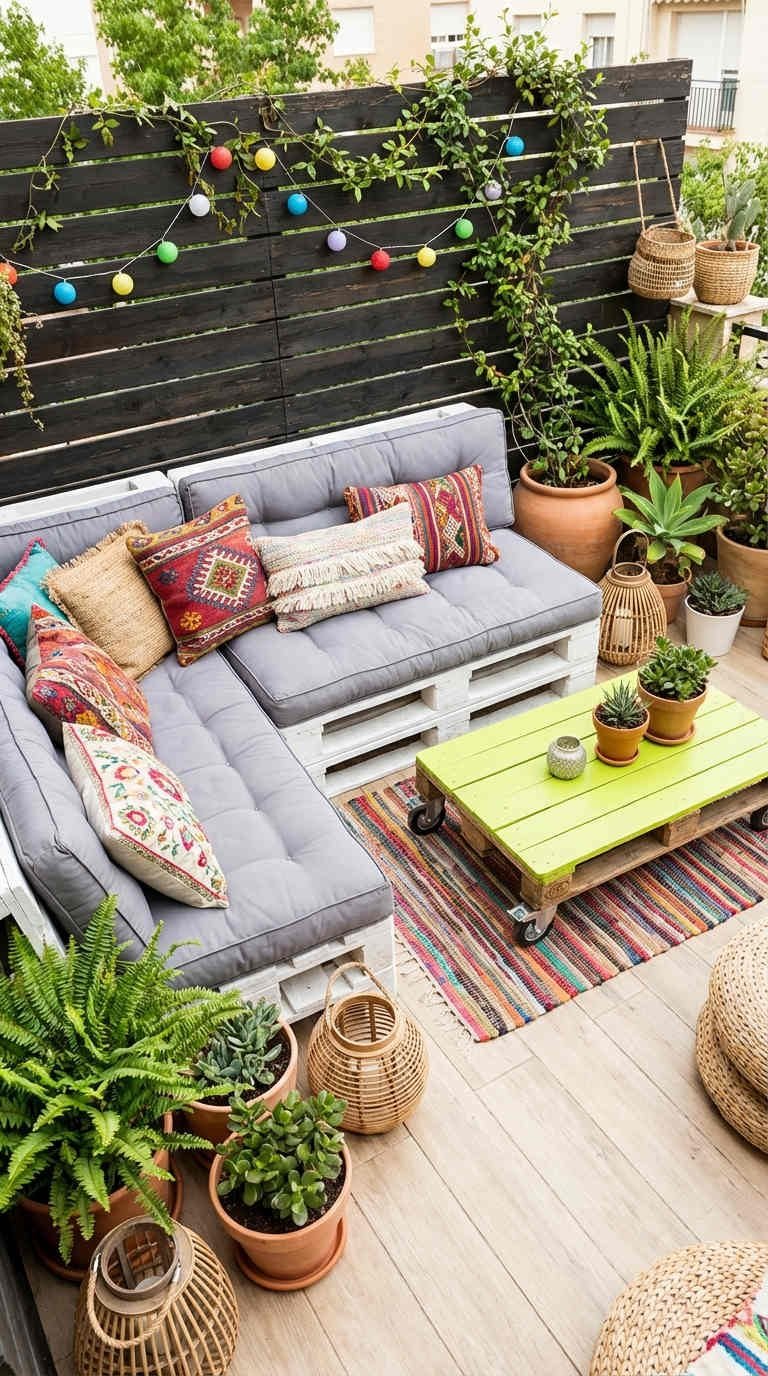 balcon palette urbain colore plantes