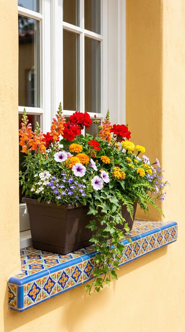 jardiniere carrelage mediterraneen colore