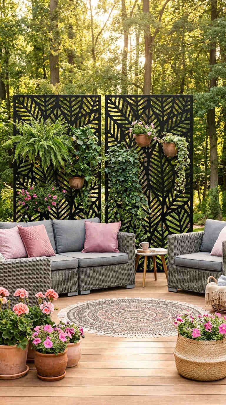 panneaux feuillage noir jardin