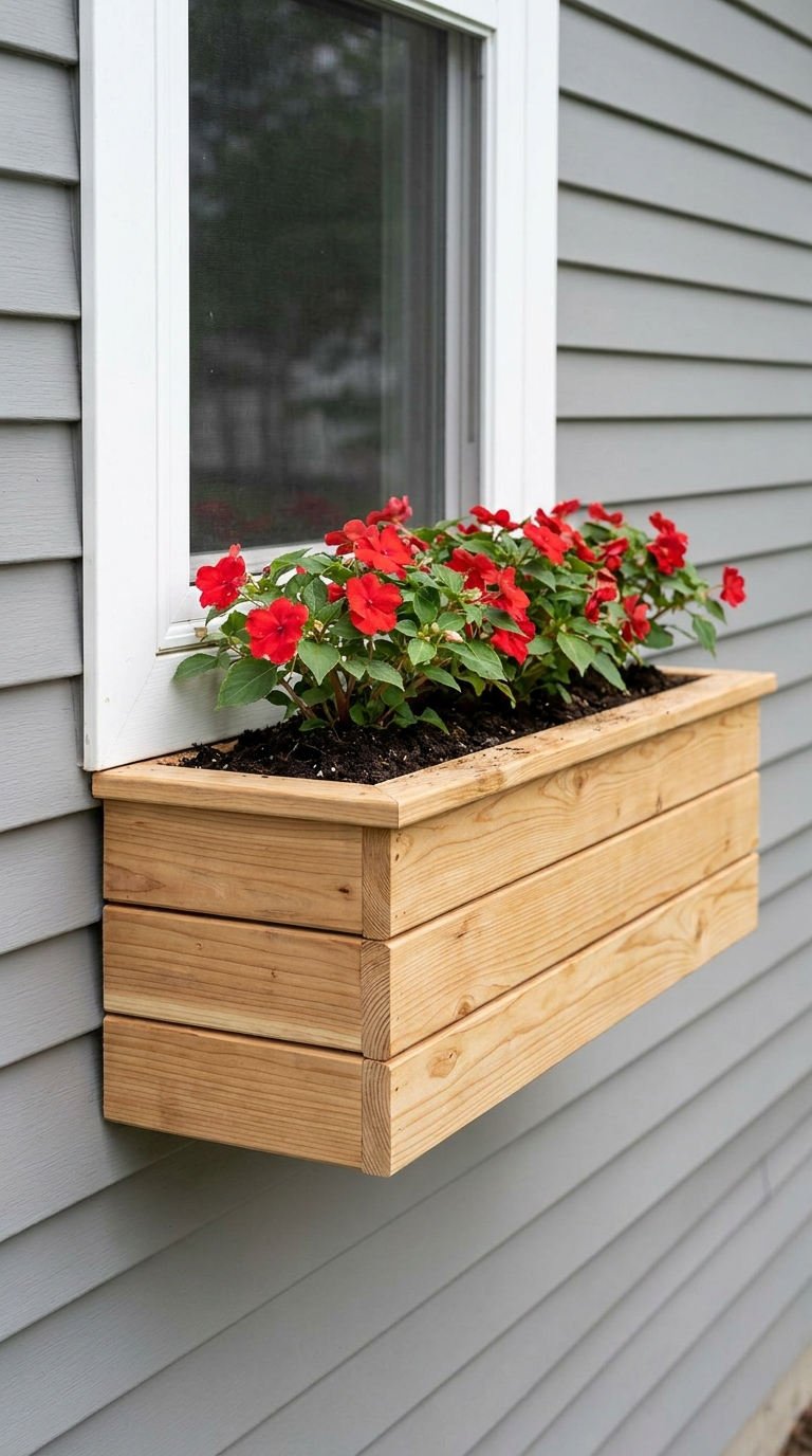 jardiniere bois clair impatiens