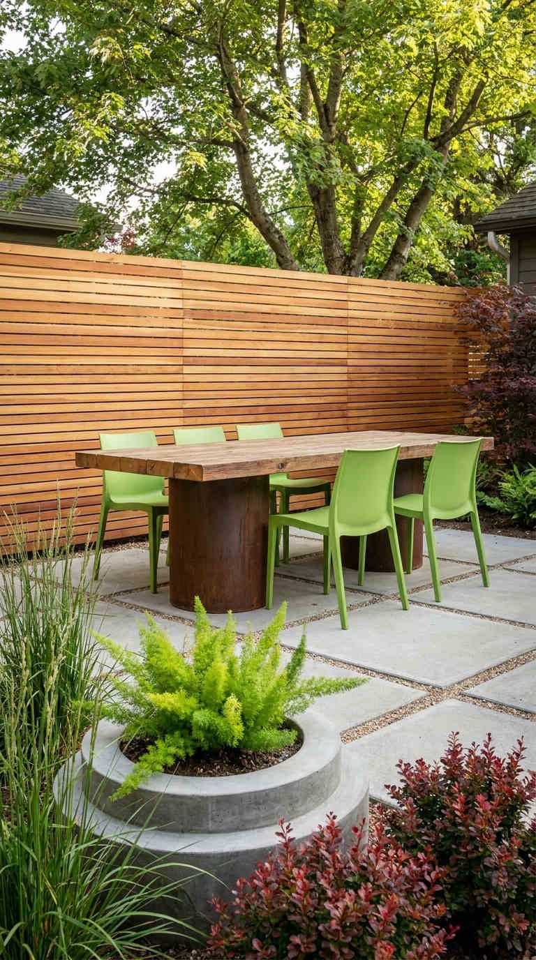 mur bois repas terrasse