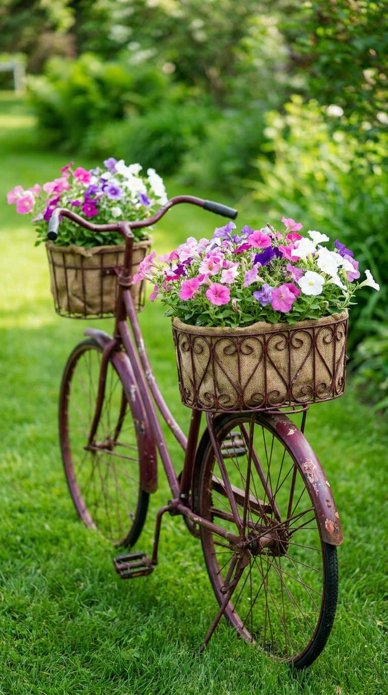 velo ancien paniers fleuris