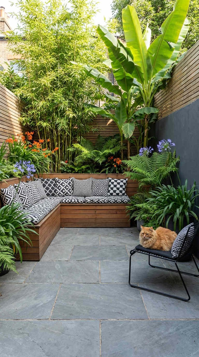 banc angle bambous bananier ardoise grise