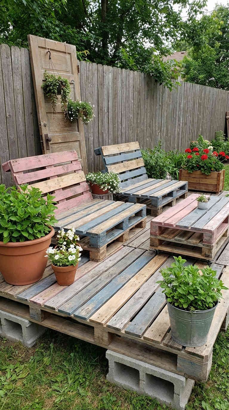 fauteuils palette pastel porte vintage