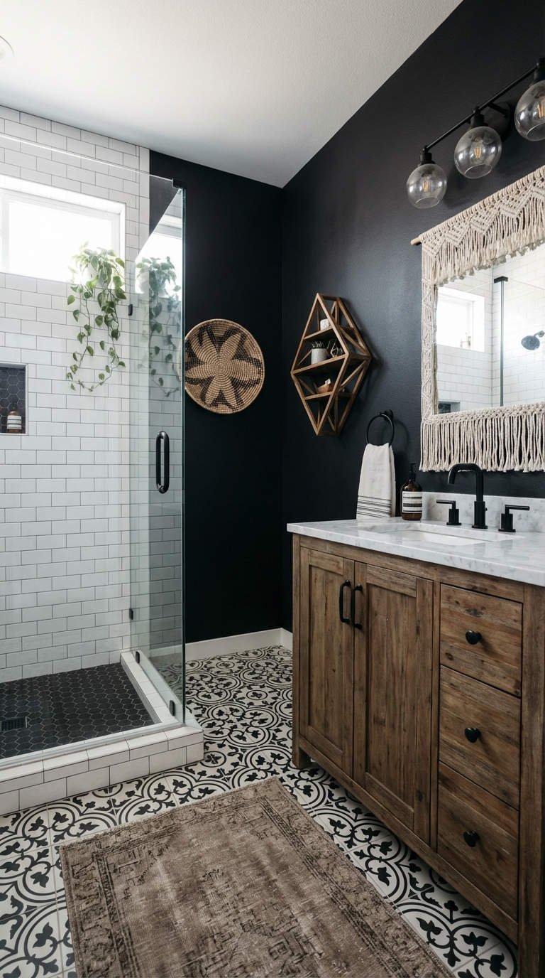 mur noir mat bois recycle boheme