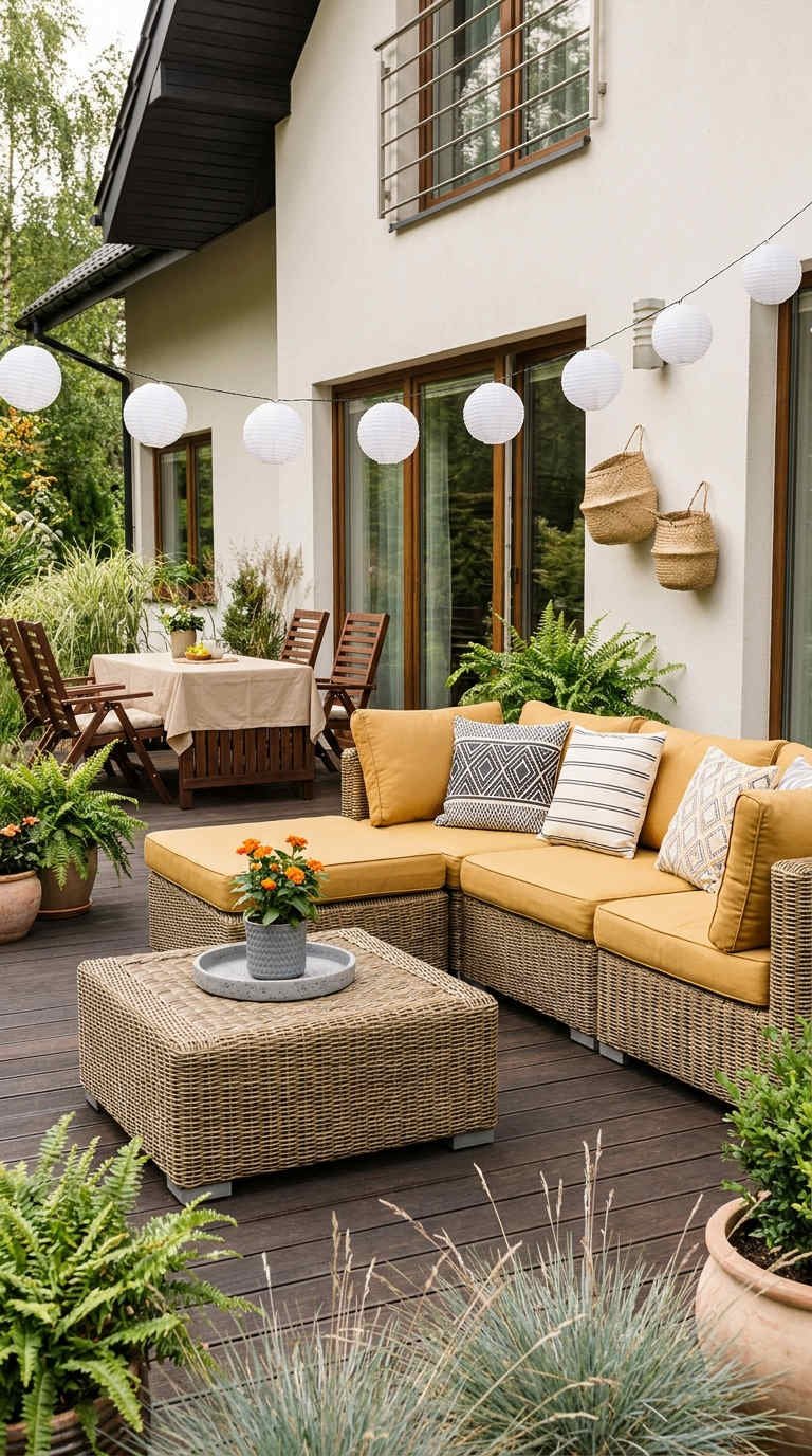 salon angle ocre terrasse bois