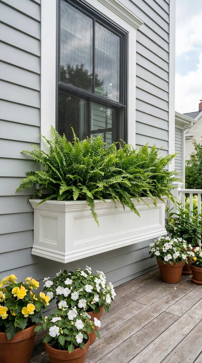 jardiniere blanche fougeres terrasse