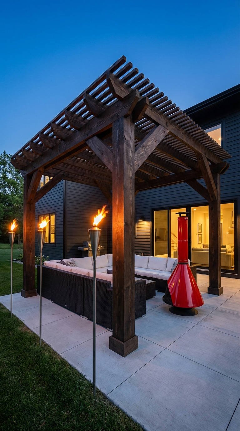 pergola sombre salon gris brasero