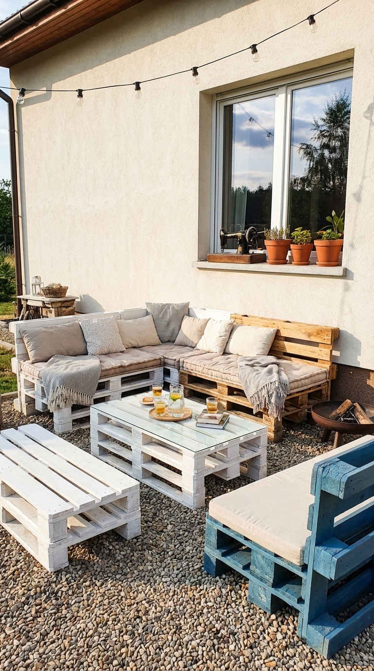 salon palette beige gravier guirlande