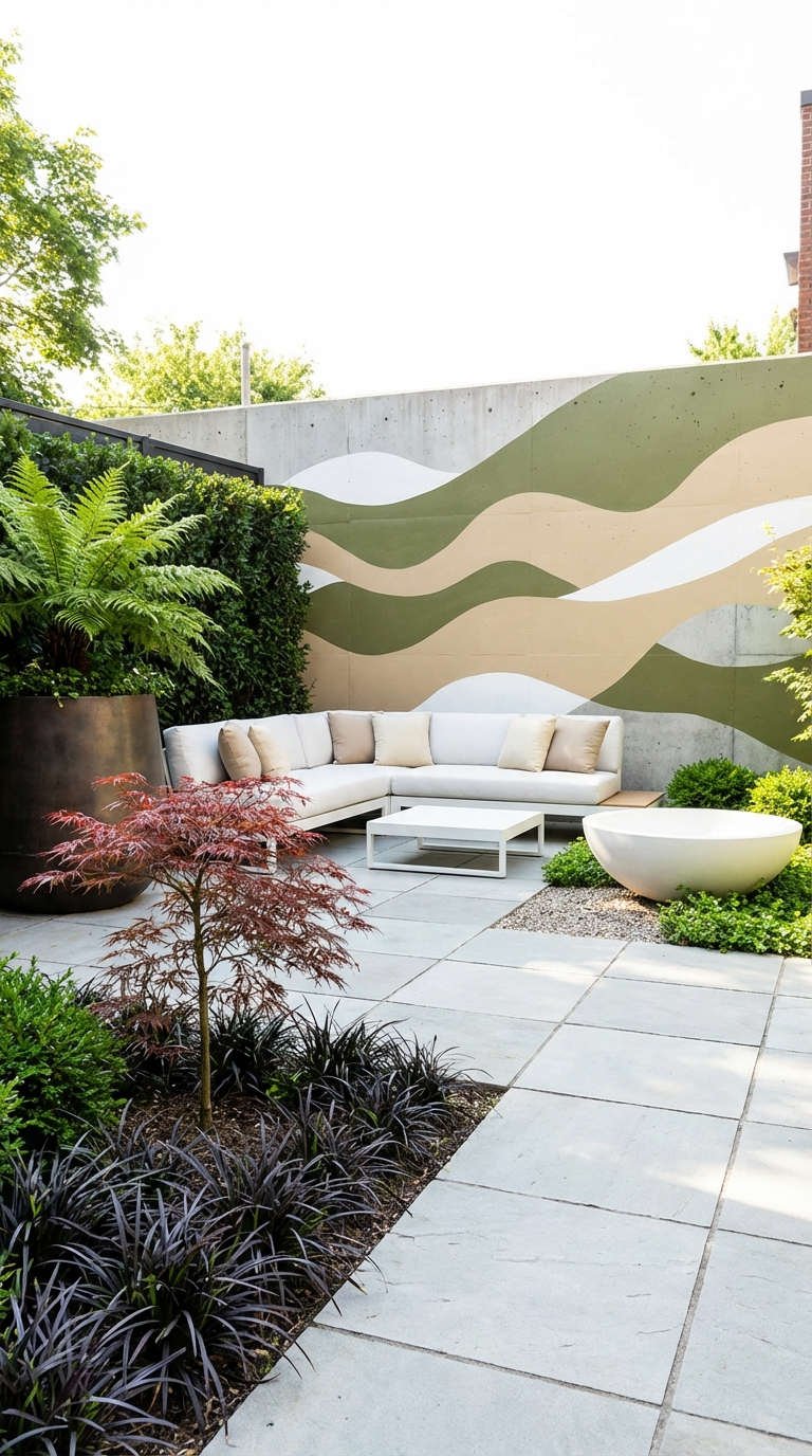 terrasse fresque murale canape blanc