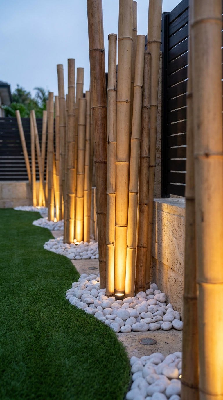 bordure bambou lumineuse jardin