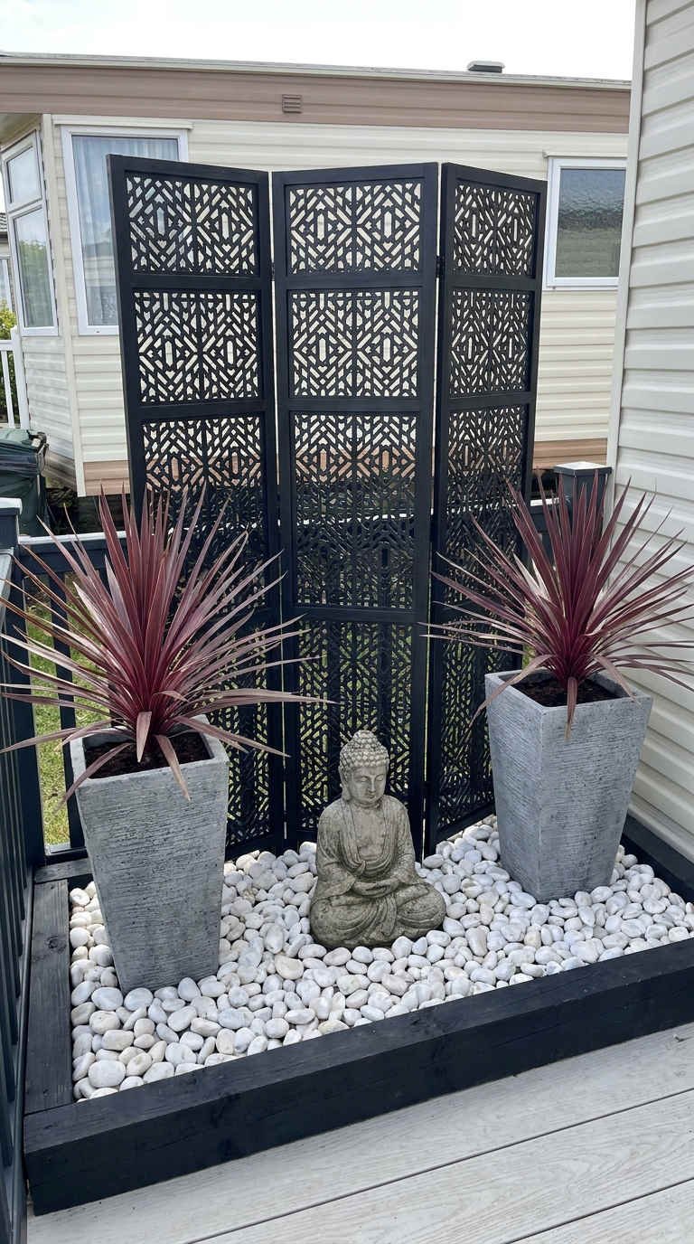 brise vue noir galets zen balcon