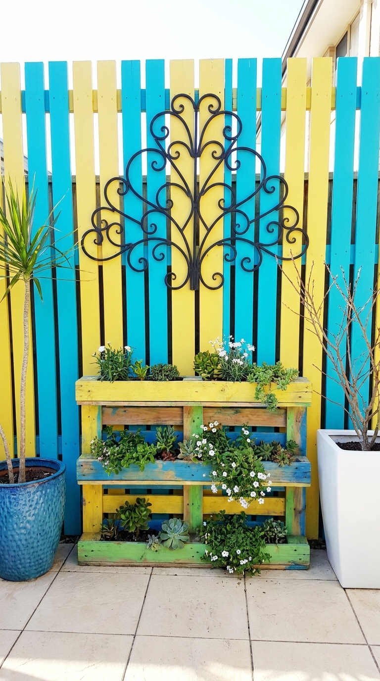 cloture coloree support plantes