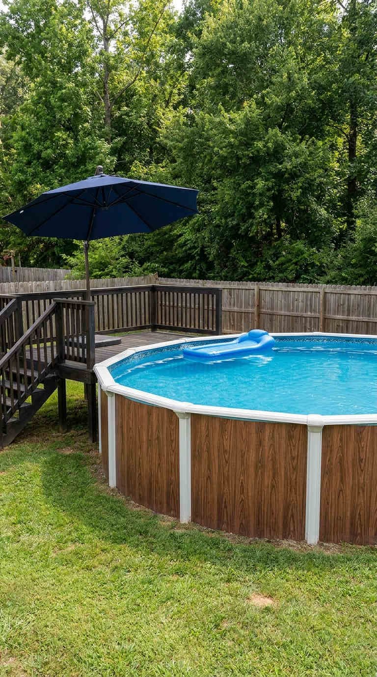 piscine bois terrasse parasol