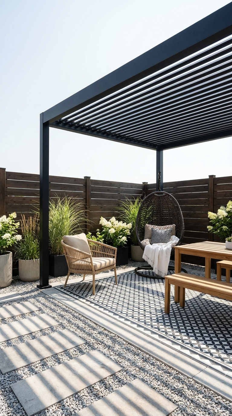 terrasse tapis graphique pergola aluminium