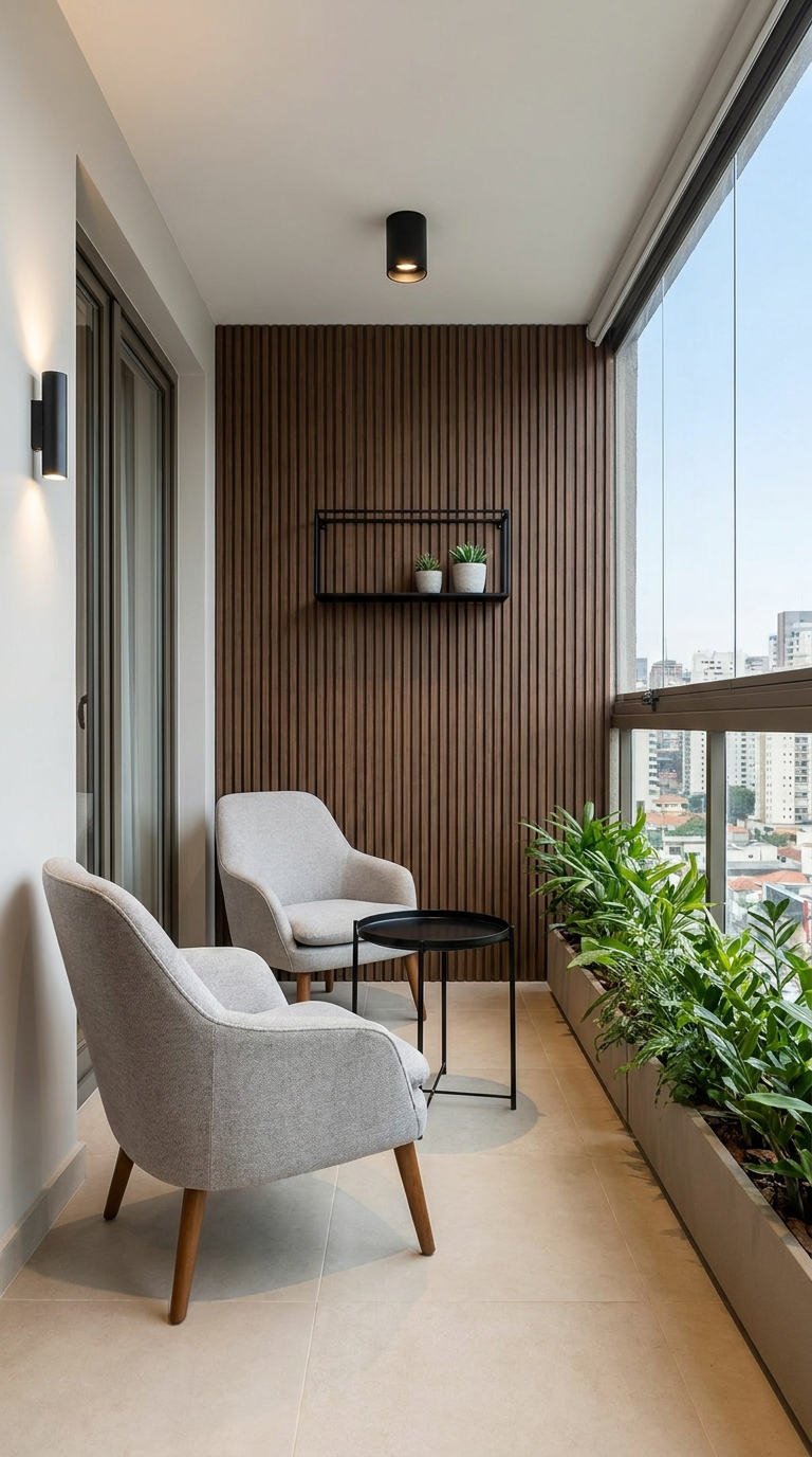 balcon ferme fauteuils mur tasseaux