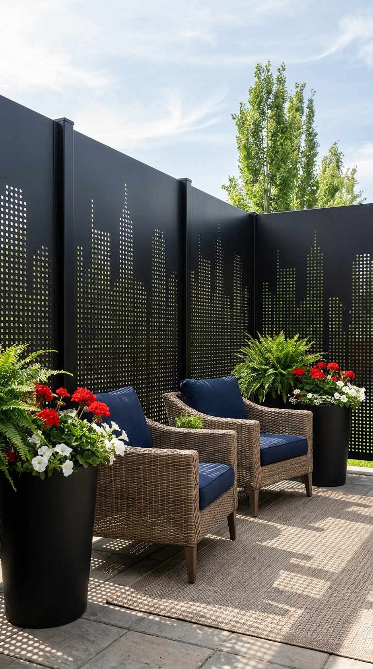 cloture metal skyline perforee