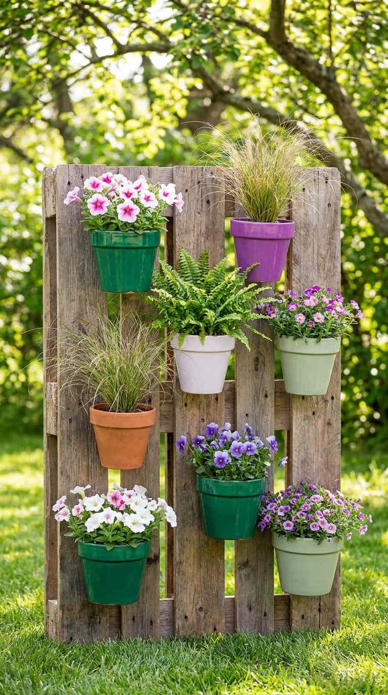 palette brute porte pots jardin